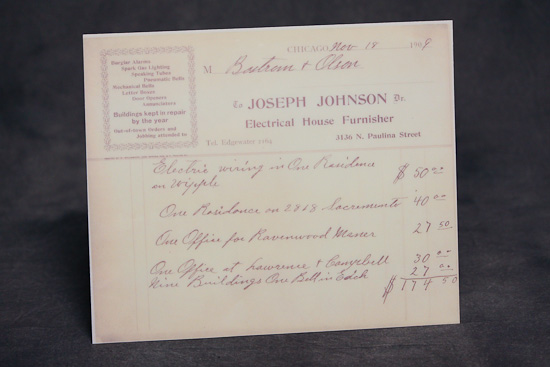 An invoice for installation of electrical residential service